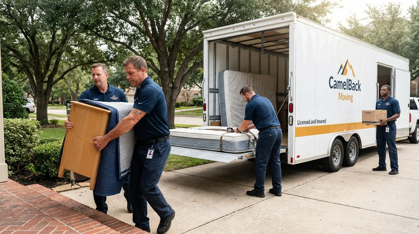 Crew loading residential truck for cross-state move from Reynolds, GA