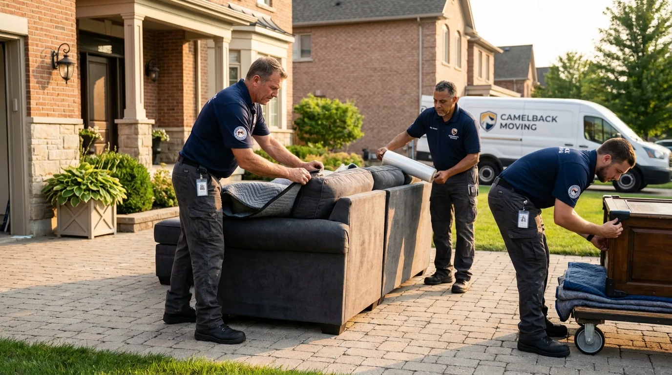 Large estate moving crew wrapping furniture in Reynolds, GA