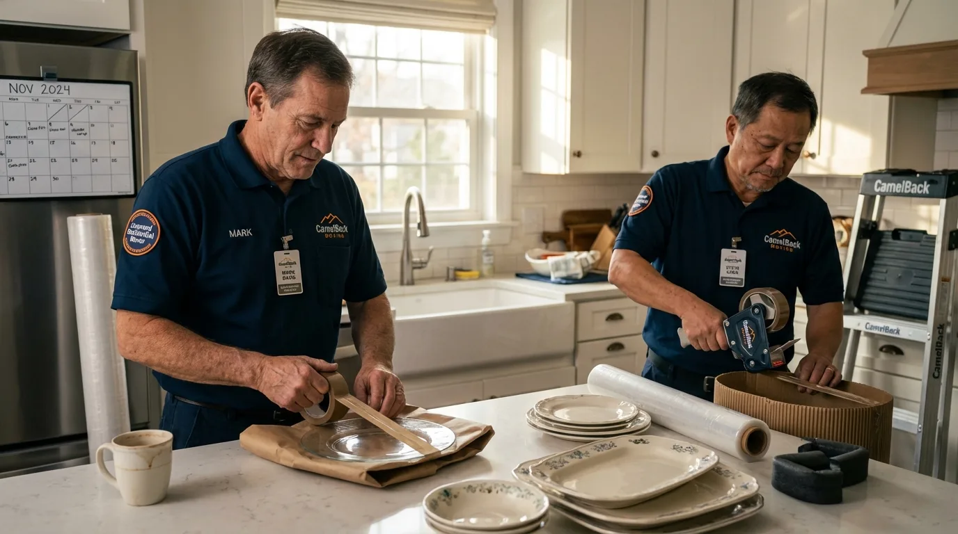 Professional crew packing kitchen dishware in Reynolds, GA
